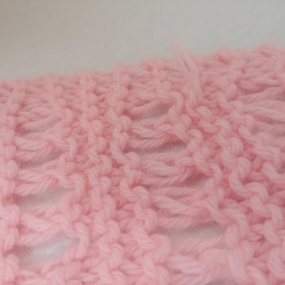 Vintage Handmade Crochet Little Girls Winter Hat And Scarf Set Pom Pom Pink - Picture 3 of 16